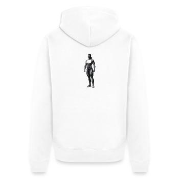 Female Bodybuilder - Cool Silhouette Logo - Unisex Premium Organic Zip Hoodie - white - Back - Thijin (182cm)