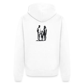 3-köpfige Familie - Cooles Silhouetten-Logo - Unisex Premium Bio Zip Hoodie - Weiß - Hinten - Thijin (182cm)