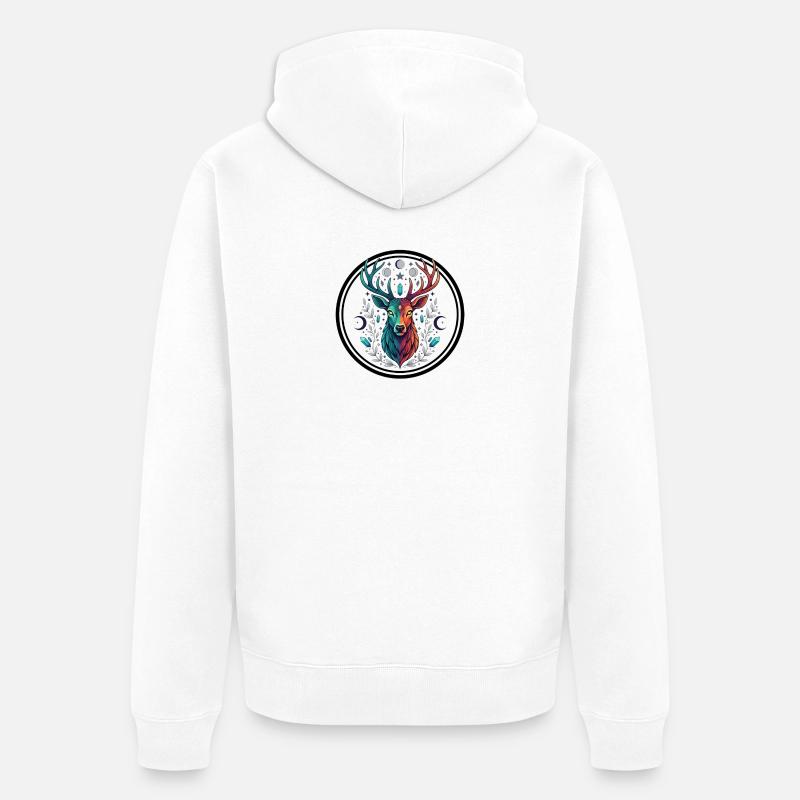 Cerf arc-en-ciel Lune de cristal - Veste à capuche bio Premium Unisexe - blanc
