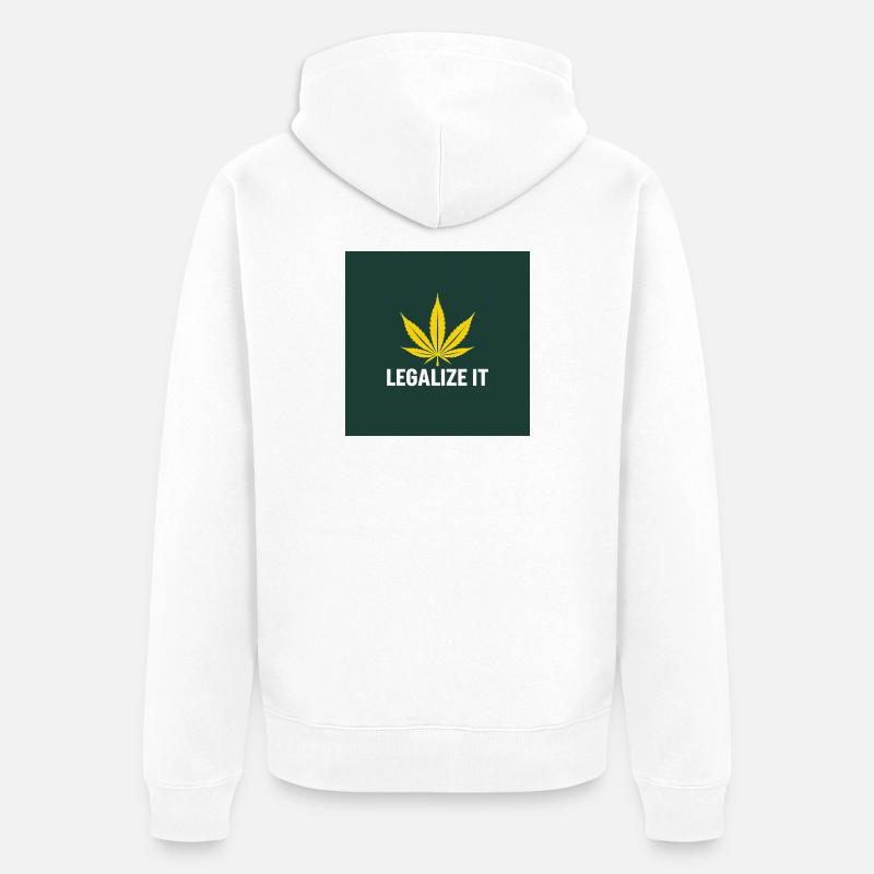 Fiche sur la légalisation du cannabis - Veste à capuche bio Premium Unisexe - blanc