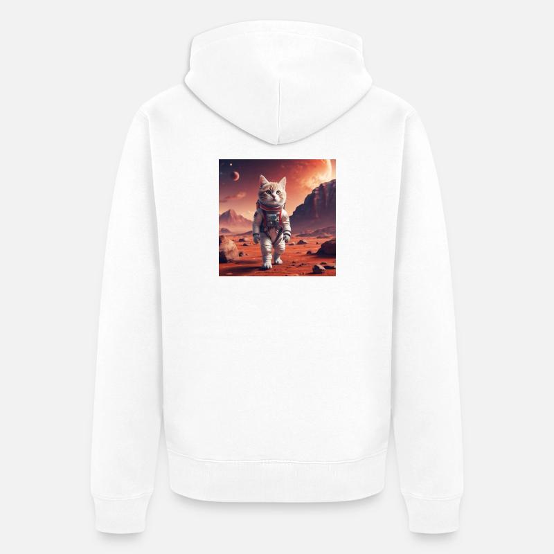 Astronaute chat sur Mars - Veste à capuche bio Premium Unisexe - blanc
