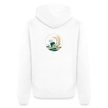 Logo du riz au jasmin thaïlandais Bio - Veste à capuche bio Premium Unisexe - blanc - Dos - Thijin (182cm)