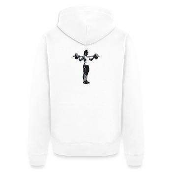Female Bodybuilder - Cool Silhouette Logo - Unisex Premium Organic Zip Hoodie - white - Back - Thijin (182cm)