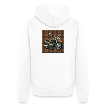Retro Bike + Plaid Background - Unisex Premium Organic Zip Hoodie - white - Back - Thijin (182cm)