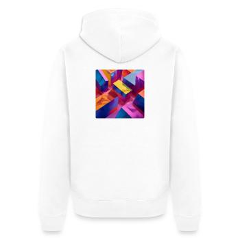 Neon 3D blocks colorful with shiny effect - Unisex Premium Organic Zip Hoodie - white - Back - Thijin (182cm)