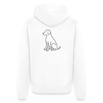 Sitting Dog Sketch – Animal Motif - Unisex Premium Organic Zip Hoodie - white - Back - Thijin (182cm)