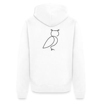 Eule Skizze – stilvolles Vogelmotiv - Unisex Premium Bio Zip Hoodie - Weiß - Hinten - Thijin (182cm)