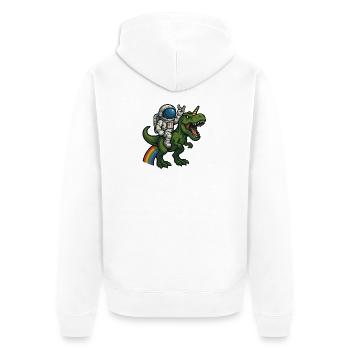 Astronaut Riding Unicorn T-Rex - Unisex Premium Organic Zip Hoodie - white - Back - Thijin (182cm)