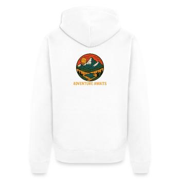 L’aventure vous attend dans les paysages de montagne - Veste à capuche bio Premium Unisexe - blanc - Dos - Thijin (182cm)