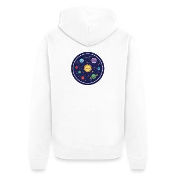 Fröhliches Sonnensystem Design - Unisex Premium Bio Zip Hoodie - Weiß - Hinten - Thijin (182cm)
