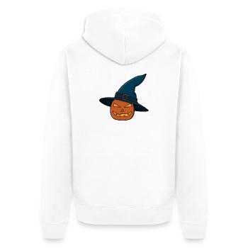 Witch Hat Pumpkin Jack O Lantern - Unisex Premium Organic Zip Hoodie - white - Back - Thijin (182cm)