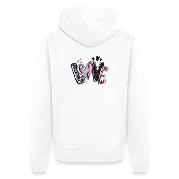 Love Kaleido Herz Muster - Unisex Premium Bio Zip Hoodie - Weiß - Hinten - Thijin (182cm)