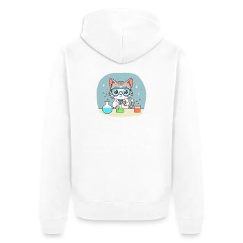 Wissenschaftlerin Katze im Labor Süßer Cartoon  - Unisex Premium Bio Zip Hoodie - Weiß - Hinten - Thijin (182cm)
