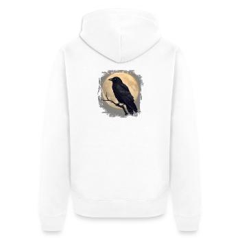 Corbeau noir avant la pleine lune - Veste à capuche bio Premium Unisexe - blanc - Dos - Thijin (182cm)