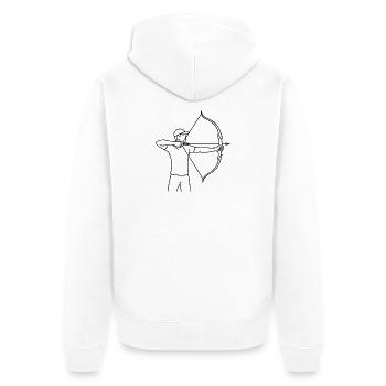 Croquis d’Archer – Motif sportif minimaliste - Veste à capuche bio Premium Unisexe - blanc - Dos - Thijin (182cm)
