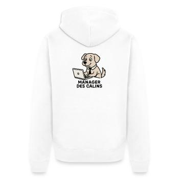 Chien Manager Des Calins - Veste à capuche bio Premium Unisexe - blanc - Dos - Thijin (182cm)