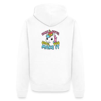 Cute Kawaii Unicorn – Fake It Until You Make It - Veste à capuche bio Premium Unisexe - blanc - Dos - Thijin (182cm)