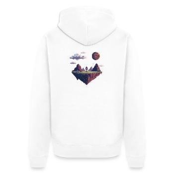 Astronaute pixel 8 bits sur une île flottante - Veste à capuche bio Premium Unisexe - blanc - Dos - Thijin (182cm)