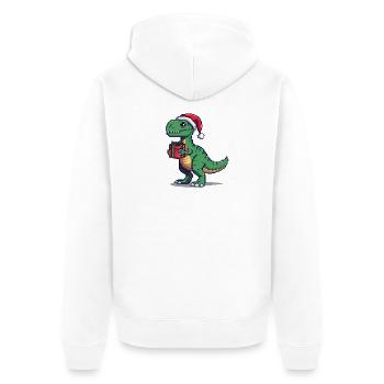 8-Bit Pixel Velociraptor Weihnachten - Unisex Premium Bio Zip Hoodie - Weiß - Hinten - Thijin (182cm)