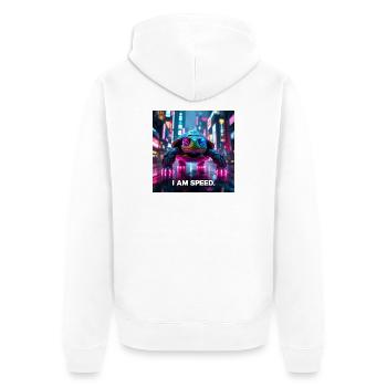 speed - Unisex Premium Bio Zip Hoodie - Weiß - Hinten - Thijin (182cm)