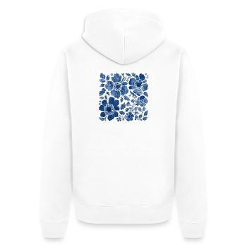 Floral pattern with denim texture – stylish design - Unisex Premium Organic Zip Hoodie - white - Back - Thijin (182cm)