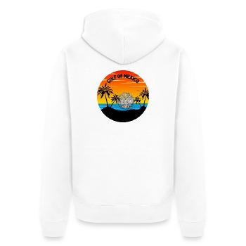 Golf von Mexiko Sonnenuntergang Palme - Unisex Premium Bio Zip Hoodie - Weiß - Hinten - Thijin (182cm)