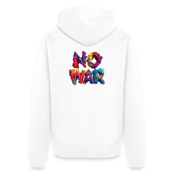No War Farbexplosion - Unisex Premium Bio Zip Hoodie - Weiß - Hinten - Thijin (182cm)