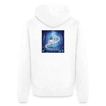 Wegweiser des Lichts im Unicornenwald - Unisex Premium Bio Zip Hoodie - Weiß - Hinten - Thijin (182cm)