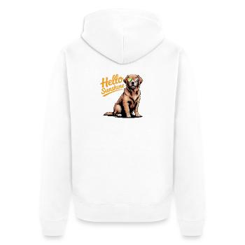 Hello Sunshine - Cool Golden Retriever Pet Logo - Unisex Premium Organic Zip Hoodie - white - Back - Thijin (182cm)