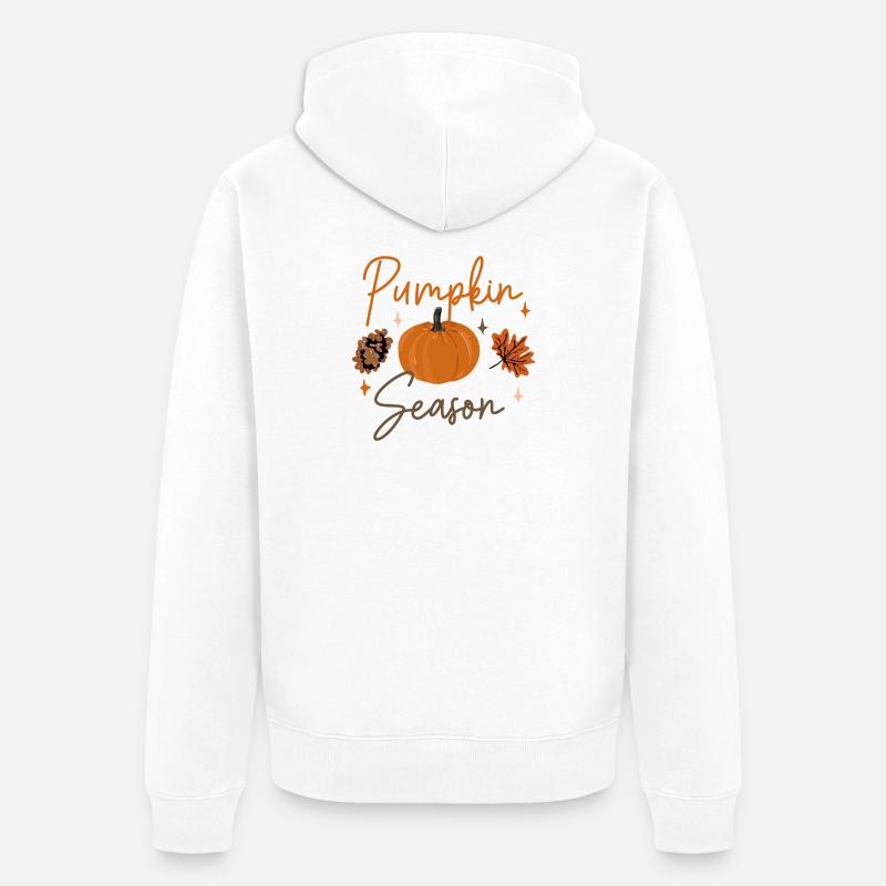 Graphique de la saison des citrouilles - Veste à capuche bio Premium Unisexe - blanc