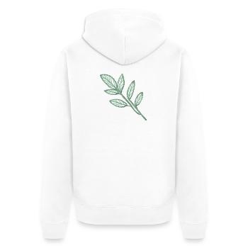 Feuilles vert menthe en aspect broderie - Veste à capuche bio Premium Unisexe - blanc - Dos - Thijin (182cm)