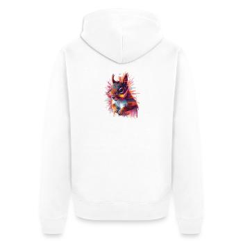 Écureuil fluo avec lunettes de soleil – Glitch Art - Veste à capuche bio Premium Unisexe - blanc - Dos - Thijin (182cm)