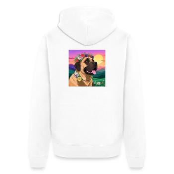 Dogue avec couronne florale - Veste à capuche bio Premium Unisexe - blanc - Dos - Thijin (182cm)