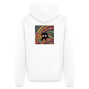 Katze im Blumensommer Katzen Katzenbild Regenbogen - Unisex Premium Bio Zip Hoodie - Weiß - Hinten - Thijin (182cm)
