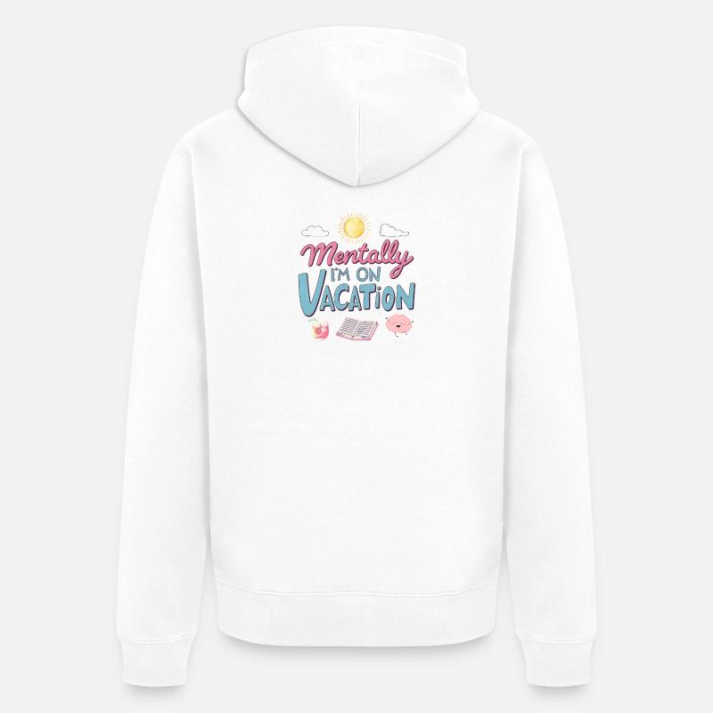 Mentally Somewhere Else Retro Design - Unisex Premium Bio Zip Hoodie - Weiß