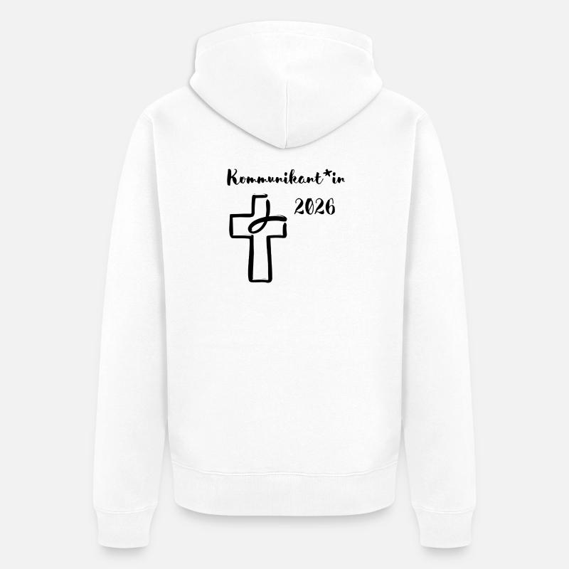 Première communion 2026 Fish Cross - Veste à capuche bio Premium Unisexe - blanc