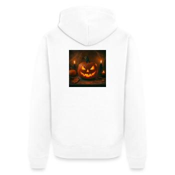 Halloween - Kürbis - Unisex Premium Bio Zip Hoodie - Weiß - Hinten - Thijin (182cm)