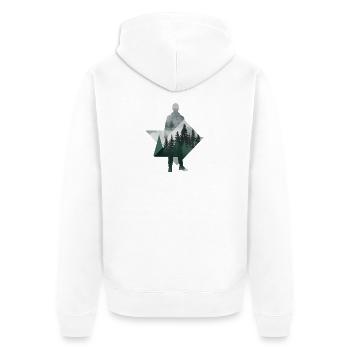 Modern Forest Geometric Human Silhouette - Unisex Premium Organic Zip Hoodie - white - Back - Thijin (182cm)