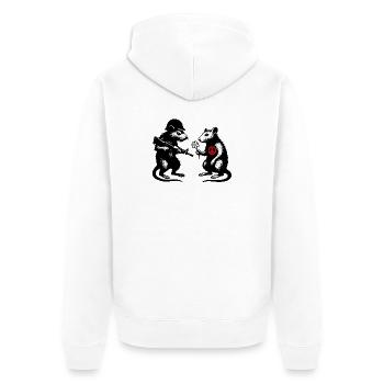 Krieg und Frieden | Ratten Banksy-StreetArt-Style - Unisex Premium Bio Zip Hoodie - Weiß - Hinten - Thijin (182cm)