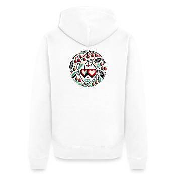 Heart Circle with Cherry Vines - Unisex Premium Organic Zip Hoodie - white - Back - Thijin (182cm)