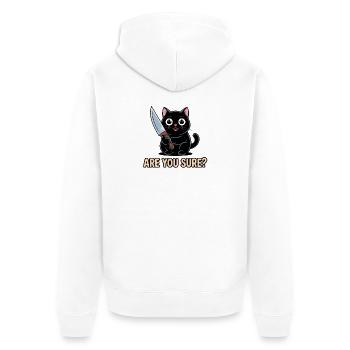 Are you sure? - Funny Cat T-Shirt - Unisex Premium Organic Zip Hoodie - white - Back - Thijin (182cm)
