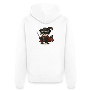 Raton laveur masqué avec rapière et cape - Veste à capuche bio Premium Unisexe - blanc - Dos - Thijin (182cm)