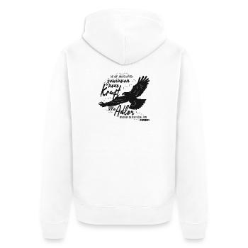 Jesaja 40 31 - Wie Adler Lettering - Unisex Premium Bio Zip Hoodie - Weiß - Hinten - Thijin (182cm)