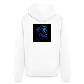 Neon hunter with cat companion - Unisex Premium Organic Zip Hoodie - white - Back - Thijin (182cm)