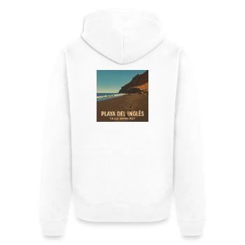 Playa del Ingles in Valle Gran Rey - Unisex Premium Organic Zip Hoodie - white - Back - Thijin (182cm)