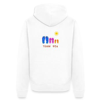 Team 974 Tropical Sun Flip Flops - Unisex Premium Organic Zip Hoodie - white - Back - Thijin (182cm)