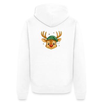 Renne avec chapeau de Père Noël - Veste à capuche bio Premium Unisexe - blanc - Dos - Thijin (182cm)