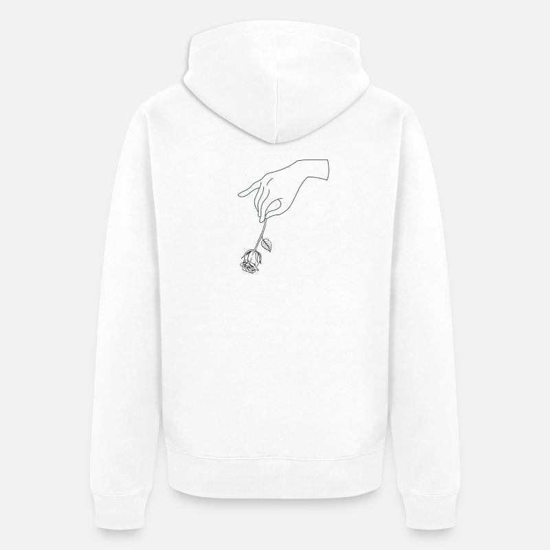 Main avec fleur - Veste à capuche bio Premium Unisexe - blanc