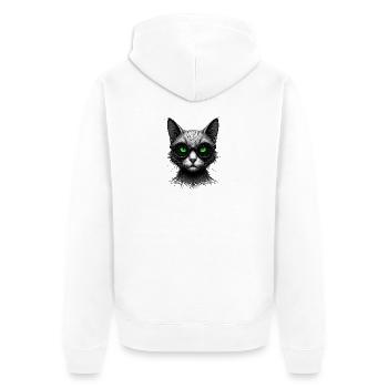 Grüne Augen Computer Programmierer Geek Katze - Unisex Premium Bio Zip Hoodie - Weiß - Hinten - Thijin (182cm)