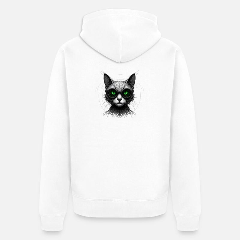 Grüne Augen Computer Programmierer Geek Katze - Unisex Premium Bio Zip Hoodie - Weiß